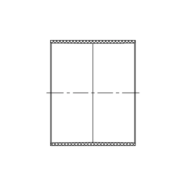 Technical line drawing of a 1/4 Bend (90 degree), Street, Spigot by Hub, PVC SDR 35 sewer fitting