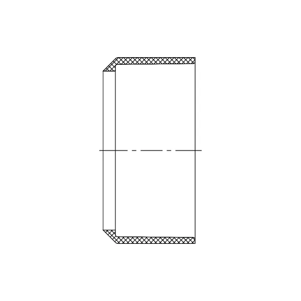 Technical line drawing of an adapter Bushing, DWV Spigot by Sewer Hub, PVC SDR 35 sewer fitting