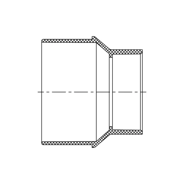 Technical line drawing of a cleanout Adapter, Spigot by female thread, PVC SDR 35 sewer fitting