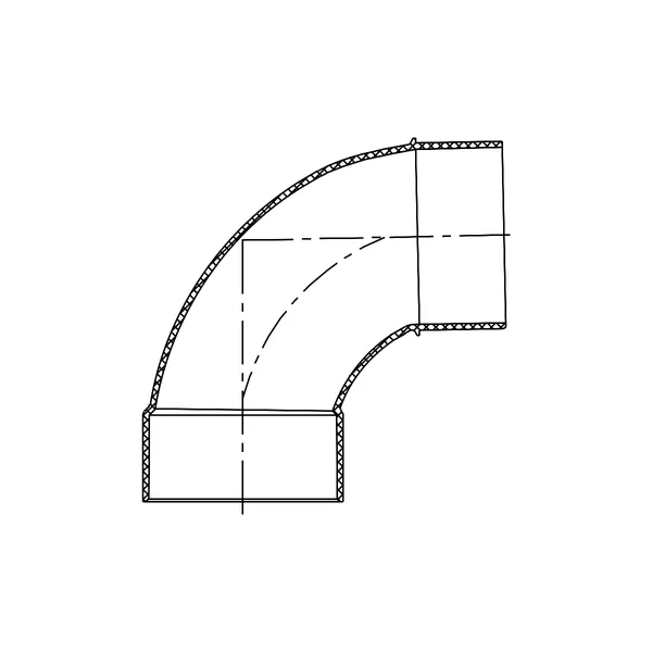 Technical line drawing of a sanitary Tee, All Hub, PVC SDR 35 sewer fitting