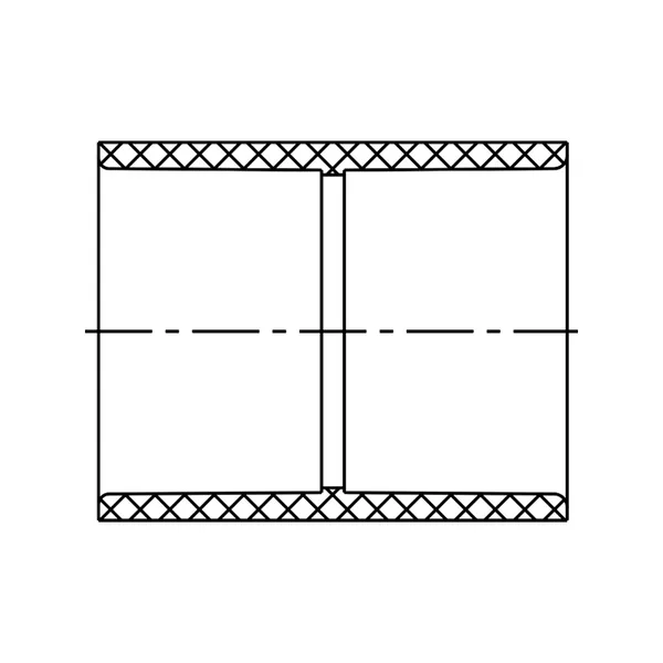 Technical line drawing of a coupling, Slip by Slip, Schedule 40 PVC fitting, UVR line